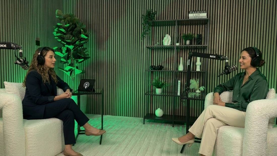 Guests recording under studio lighting